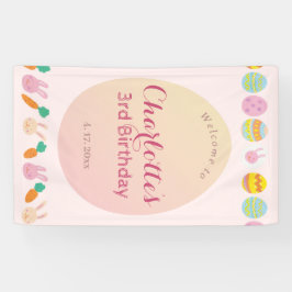 Painted Egg Soft Pink Kids Birthday Welcome Banner 横断幕