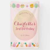 Painted Egg Soft Pink Kids Birthday Welcome Banner 横断幕 (縦)