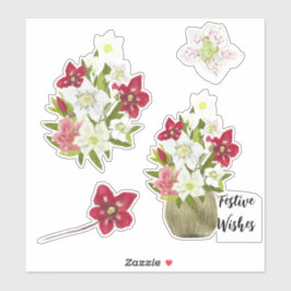 Painted Floral Anemone Festive Sticker Sheet シール