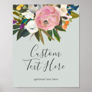 Painted Floral Custom Text Sign ポスター