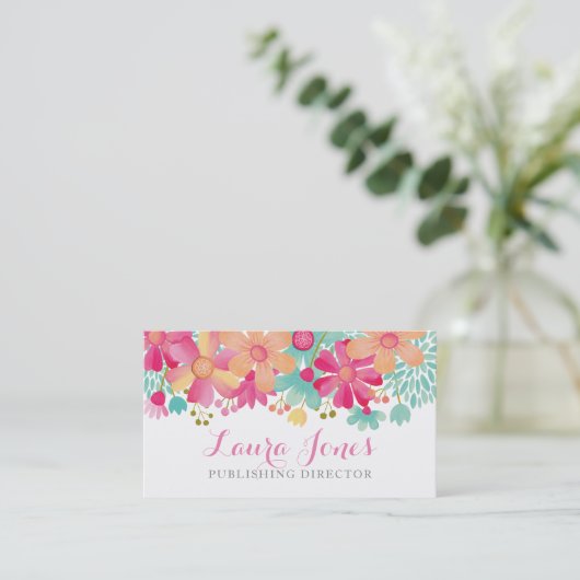 Painted Floral Editor Publishing Director Manager 予約カード (スタンド正面)