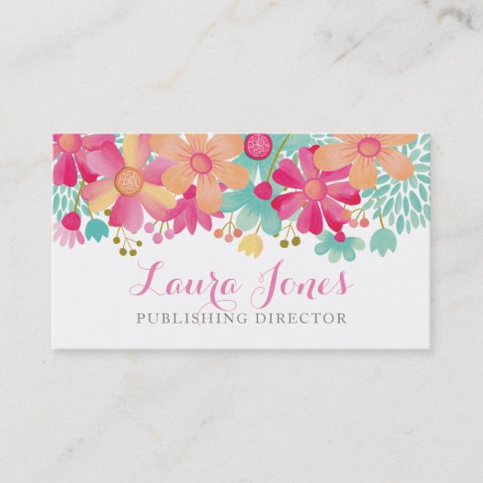 Painted Floral Editor Publishing Director Manager 予約カード (正面)