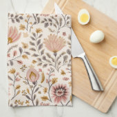 Painted Floral Folk Art キッチンタオル (四つ折り)