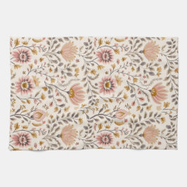 Painted Floral Folk Art キッチンタオル