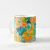 Painted Floral NAME Artisan Colorful コーヒーマグカップ (正面左)