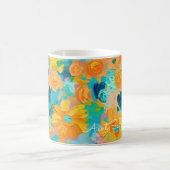 Painted Floral NAME Artisan Colorful コーヒーマグカップ (中央)