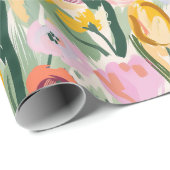 Painted Floral Tulip & Sunflower Wrapping Paper ラッピングペーパー (ロールコーナー)