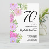 Painted Flower Custom Photo Template 70th Birthday 招待状 (スタンド正面)