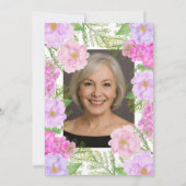 Painted Flower Custom Photo Template 80th Birthday 招待状 (裏面)