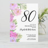 Painted Flowers and Ferns 80th Birthday Invitation 招待状 (スタンド正面)