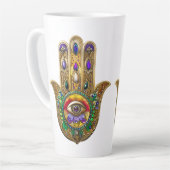 Painted Gold Hamsa Amethyst Ruby Third Eye カフェラテマグ (左アングル)