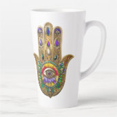 Painted Gold Hamsa Amethyst Ruby Third Eye カフェラテマグ (右)