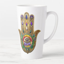 Painted Gold Hamsa Amethyst Ruby Third Eye カフェラテマグ