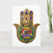 Painted Gold Hamsa Amethyst Ruby Third Eye カード (正面)