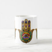 Painted Gold Hamsa Amethyst Ruby Third Eye コーヒーマグカップ (中央)