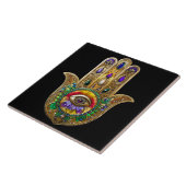 Painted Gold Hamsa Amethyst Ruby Third Eye タイル (側面)
