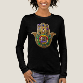 Painted Gold Hamsa Amethyst Ruby Third Eye トライブレンドＴシャツ