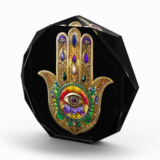 Painted Gold Hamsa Amethyst Ruby Third Eye フォトブロック (右)