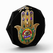 Painted Gold Hamsa Amethyst Ruby Third Eye フォトブロック (左)