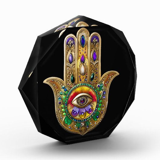 Painted Gold Hamsa Amethyst Ruby Third Eye フォトブロック (左)