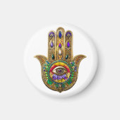 Painted Gold Hamsa Amethyst Ruby Third Eye マグネット (正面)