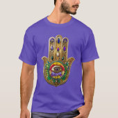 Painted Gold Hamsa Amethyst Ruby Third Eye Tシャツ (正面)