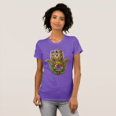 Painted Gold Hamsa Amethyst Ruby Third Eye Tシャツ (正面フル)