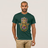 Painted Gold Hamsa Amethyst Ruby Third Eye Tシャツ (正面フル)