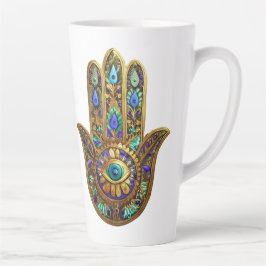 Painted Gold Hamsa Turquoise Sapphire Third Eye  カフェラテマグ