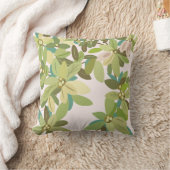 Painted Green Leaves Botanical Greenery Art クッション (ブランケット)