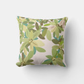 Painted Green Leaves Botanical Greenery Art クッション (正面)