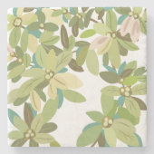 Painted Green Leaves Botanical Greenery Art ストーンコースター (正面)