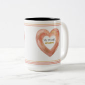 Painted Heart Mom Quote Art ツートーンマグカップ (正面右)