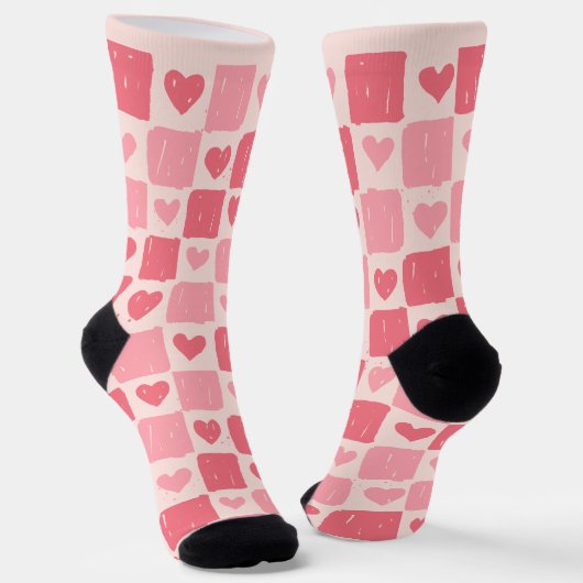 Painted Hearts Love Pattern Crew Socks ソックス (傾斜あり)