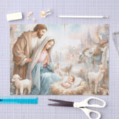 Painted Holy Family Scene with Animals 薄葉紙 (クラフト)