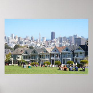 Painted Ladies in Alamo Square San Francisco ポスター