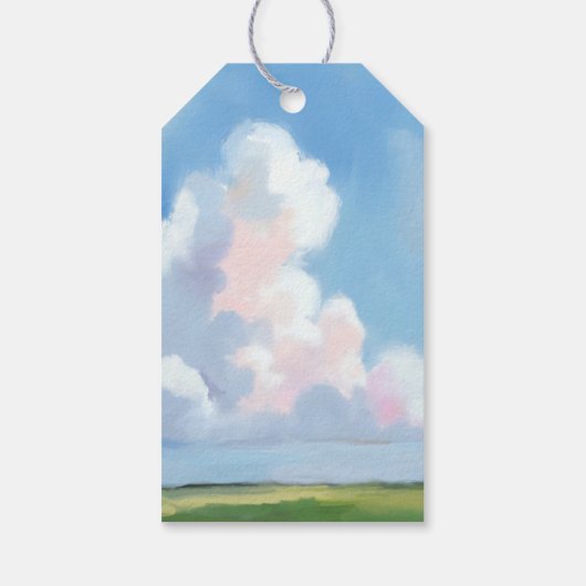 Painted Landscape Blue Sky Cloud Wedding Favor ギフトタグ (裏面)