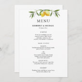 Painted lemons greenery foliage wedding menu 招待状 (正面/裏面)