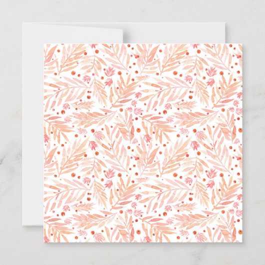 Painted Peach Palm Leaves マグネット招待状 (正面)