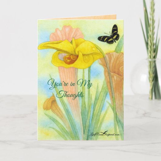 Painted Petals Pitcher Plant Folded Greeting Card カード (正面)