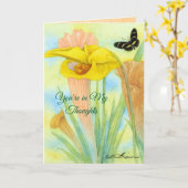 Painted Petals Pitcher Plant Folded Greeting Card カード (黄色い花)