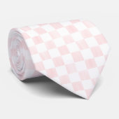 Painted Pink and White Check Checkerboard Pattern ネクタイ (ロール)