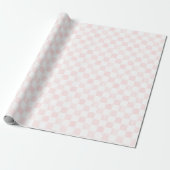 Painted Pink and White Check Checkerboard Pattern ラッピングペーパー (アンロールド)