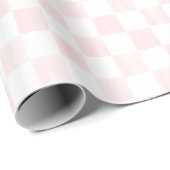 Painted Pink and White Check Checkerboard Pattern ラッピングペーパー (ロールコーナー)