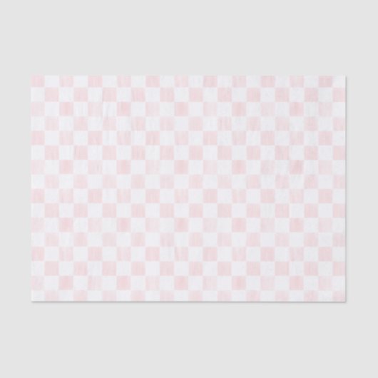 Painted Pink and White Check Checkerboard Pattern 薄葉紙 (正面)