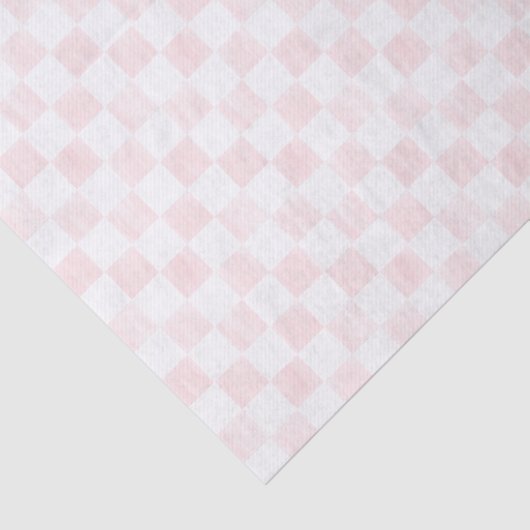Painted Pink and White Check Checkerboard Pattern 薄葉紙 (詳細)