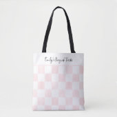 Painted Pink Checkerboard Pattern Personalized トートバッグ (正面)