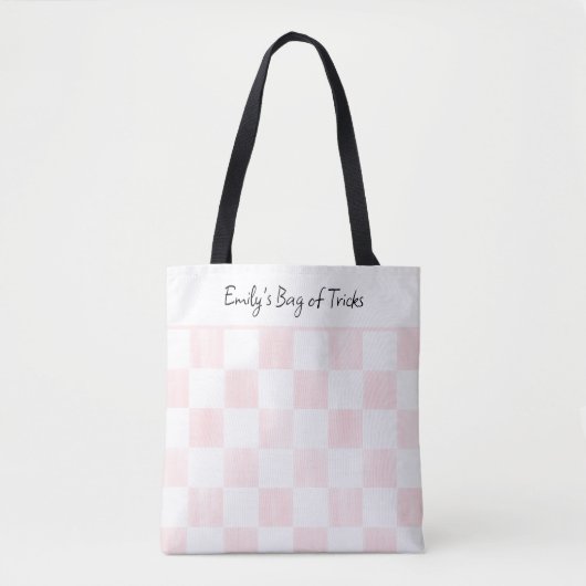 Painted Pink Checkerboard Pattern Personalized トートバッグ (正面)