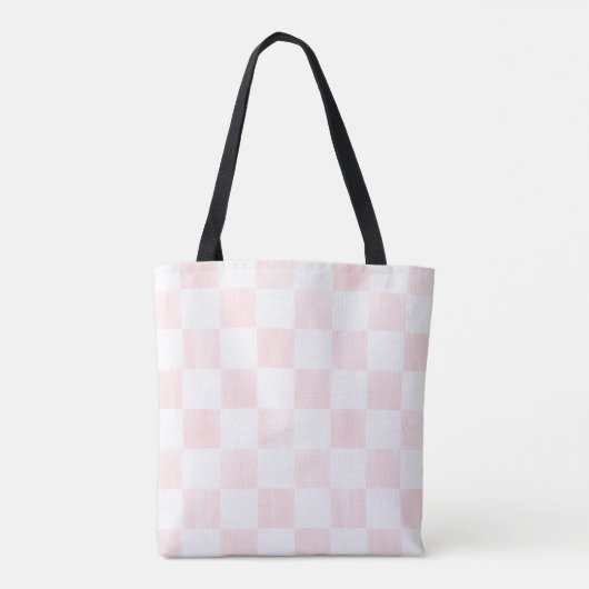 Painted Pink Checkerboard Pattern Personalized トートバッグ (裏面)