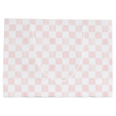Painted Pink Checkerboard Pattern Personalized ラージペーパーバッグ (裏面)